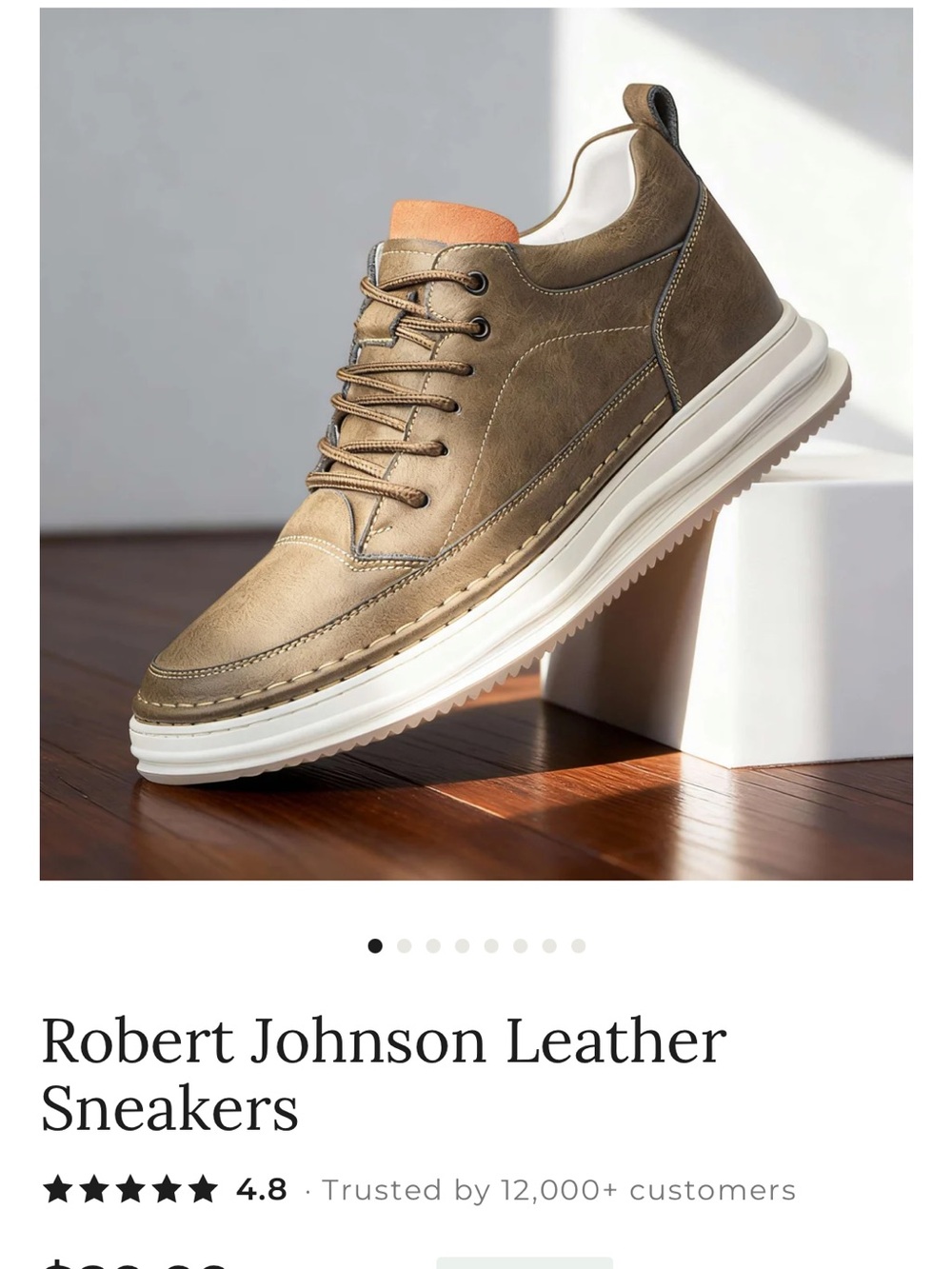 Men’s Leather Sneakers — Olive/Tan